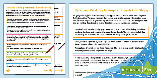 Creative Writing Prompts Parent Teaching Support Activity