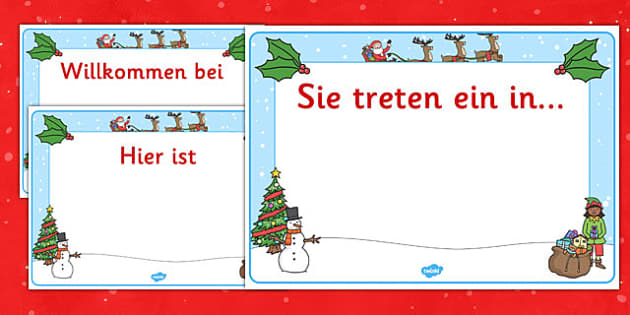 Christmas Editable Class Welcome Signs German (teacher made)