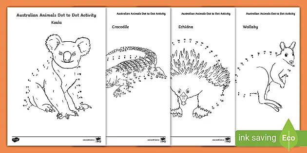 Australian Animal Dot To Dot Fine Motor Skills Twinkl