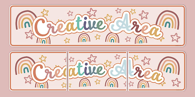 Muted Rainbow Themed Creative Area Display Banner - Twinkl