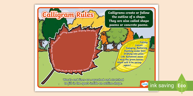 Recognise Some Different Forms of Poetry Calligrams Rules Poster