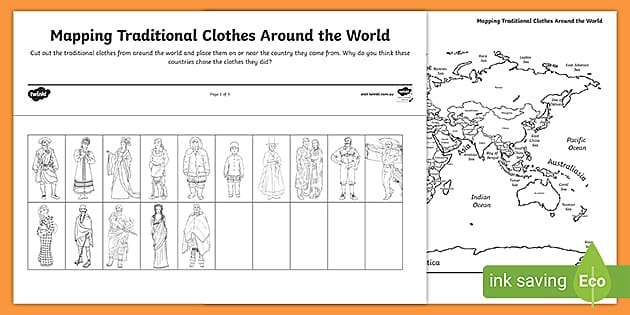 Mapping Traditional Clothes Around the World Activity