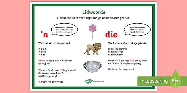 Lidwoorde Plakkaat Lidwoorde Plakkaat