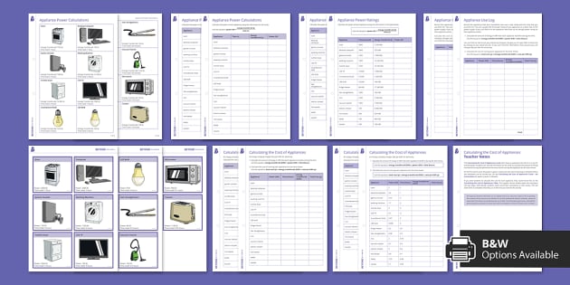 Appliance Power And Cost Calculations Bundle - Twinkl