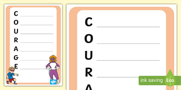 Courage Acrostic Poem Template,courage (teacher made)