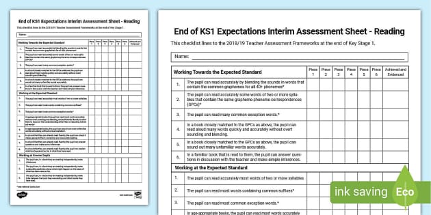 End of KS1 Expectations Interim Assessment Tracker - Twinkl