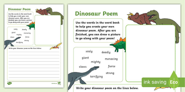 Dinosaur Poem Writing Template (Hecho por educadores)