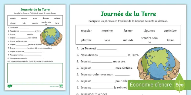 Texte A Trou Pour La Journee De La Terre Teacher Made