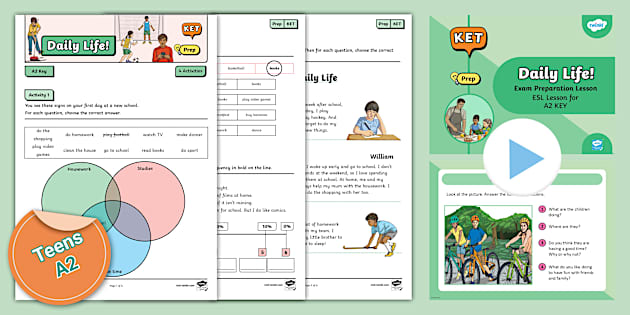 A2 Key (KET) Exam Prep Lesson - Daily Life! (teacher Made)