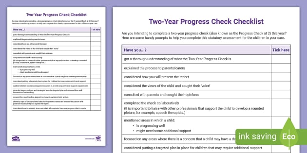 Two Year Progress Check Checklist Twinkl 3315