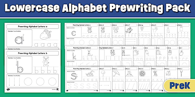 Prekindergarten Prewriting Lowercase Alphabet Activity Pack