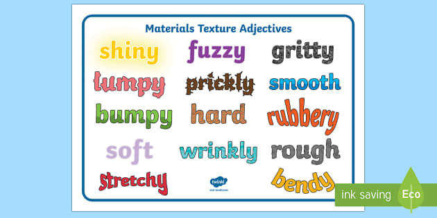 Materials Texture Adjectives Word Mat (teacher made)