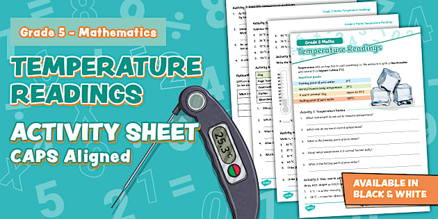 Term Example 8th Grade Math Grade 5 - Maths - Term 3 - Temperature Readings - Activity Sheet (CAPS ...