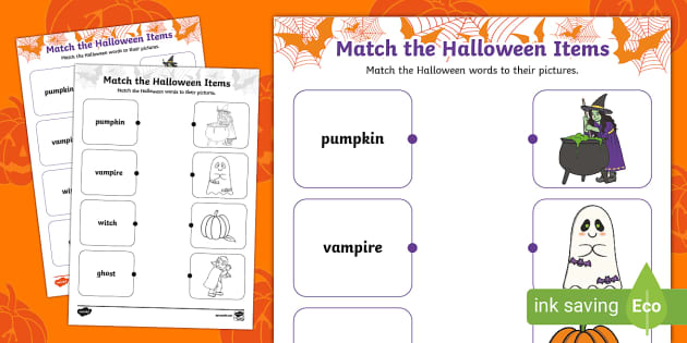 Halloween Matching Worksheet Teacher Made Twinkl