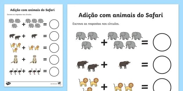 Atividades de Matemática – Cálculo, recorte e colagem das adições –