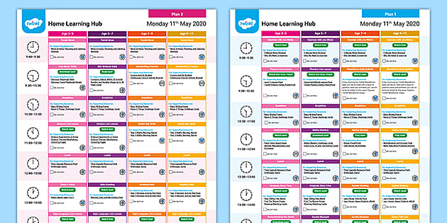 Home Learning Hub Daily Plan Monday 11th May (teacher Made)