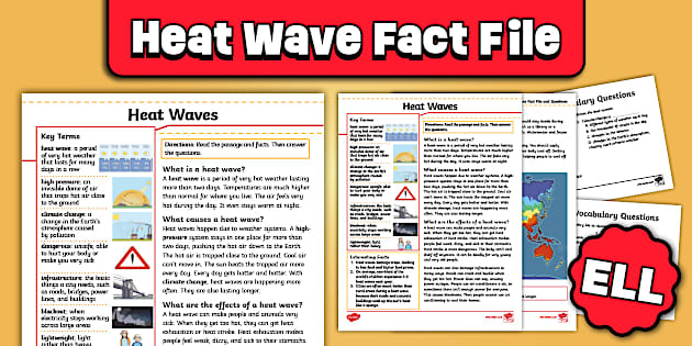 Natural Resource Development Heat Waves | Natural Disasters Fact File and Vocabulary Questions for ...