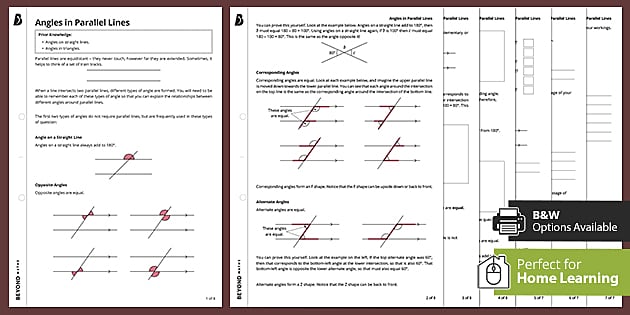 👉 Angles in Parallel Lines - Home Learning, KS3 Maths