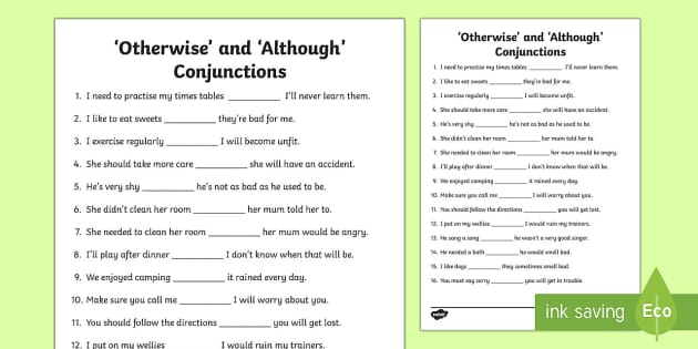 otherwise-and-although-conjunctions-worksheet-worksheet