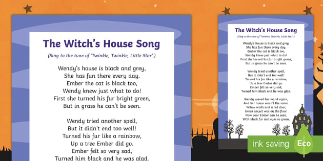 Witch's House Song Sheet (teacher made) - Twinkl