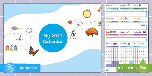 2023 Overview Calendar with Craft & Colouring Space