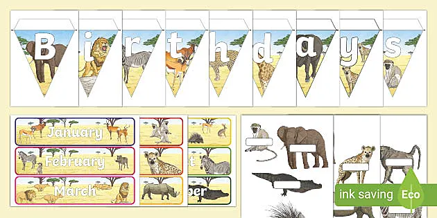 Classroom Birthday Chart African Animals Class Birthdays