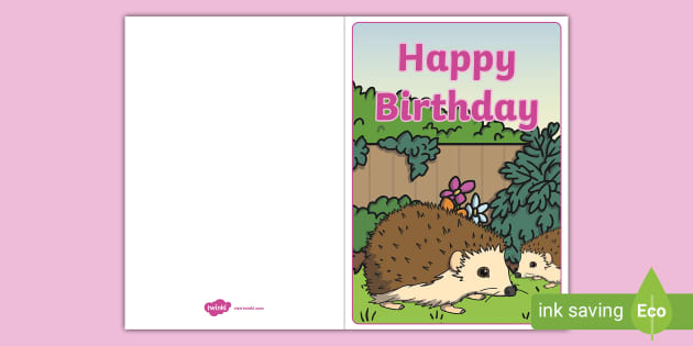 FREE! - Printable Hedgehog Themed Birthday Card - Twinkl