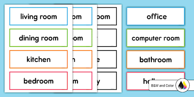 Rooms in a House Labels (Teacher-Made) - Twinkl