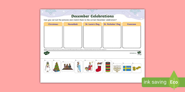 KS1 December Celebrations And Holidays Activity - Twinkl