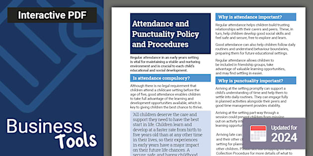 Attendance and Punctuality Policy and Procedures for Private Childcare