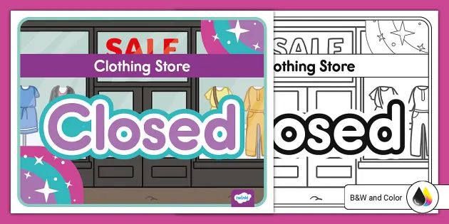 Clothing Store Dramatic Play Closed Sign teacher made