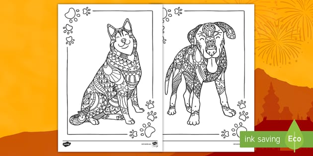The Year of the Dog Mindfulness Coloring Pages