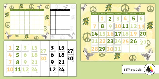 Peace Calendar (teacher made) Twinkl