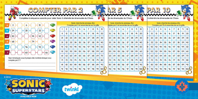 FREE Sonic: Counting in 2s, 5s, and 10s Activity for K-Grade 2 French