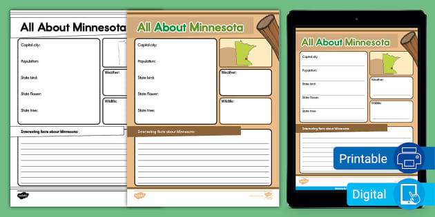 All About Minnesota Research Activity (teacher made)