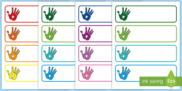 Editable Multicolored Handprint Labels Teacher Made