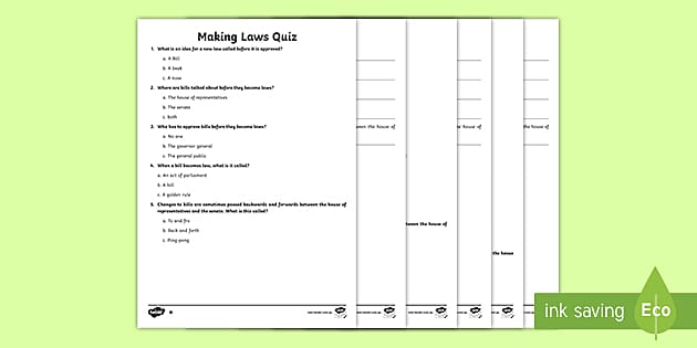 Australian Parliament: Making Laws Quiz (teacher made)