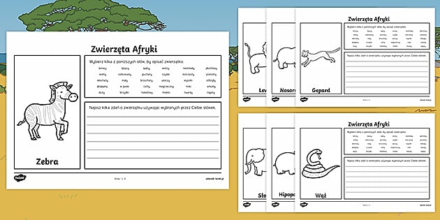 Afryka Kazika Karty Pracy Chomikuj Zwierzęta Afryki | Karty pracy | Opisz zwierzęta - Twinkl