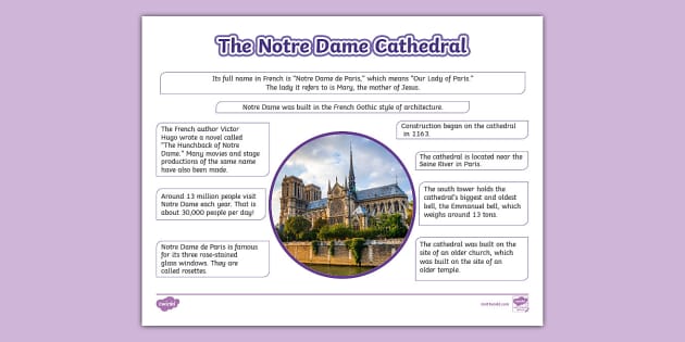 Notre Dame Cathedral Fact Sheet for 3rd-5th Grade - Twinkl