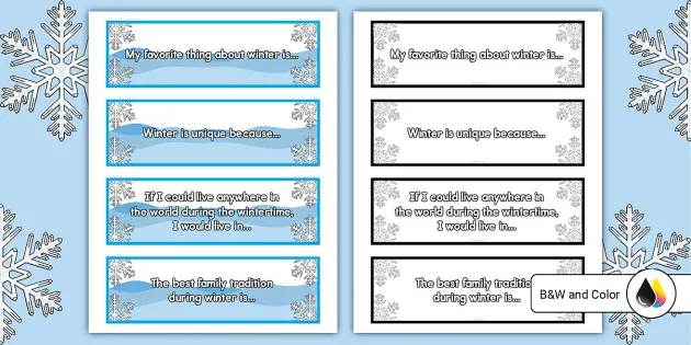 Winter Writing Prompts, K-2nd Grade