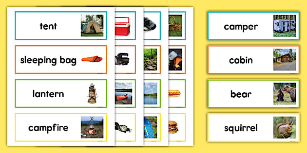 Camping Photo Word Cards (Teacher-Made) - Twinkl