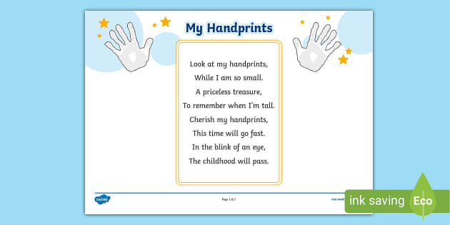 My Handprints Poem Teacher Made Twinkl