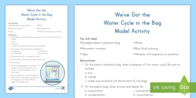 Water Cycle Model Activity Worksheet - Science - Twinkl
