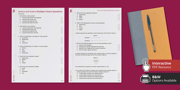 Vectors And Scalars Multiple Choice Questions (teacher Made)