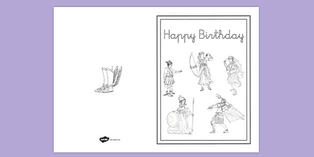 Greek Mythology-Themed Birthday Card Colouring Activity