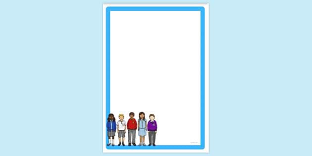 Students in Line Page Border