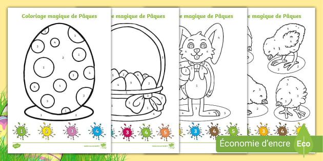 Coloriage magique de Pâques (Teacher-Made) - Twinkl
