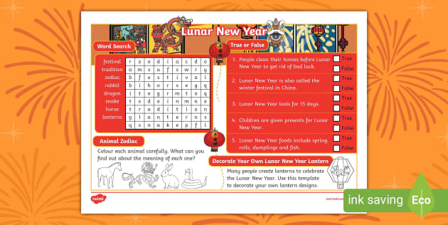 KS1 Lunar New Year Activity Mat (teacher made) - Twinkl