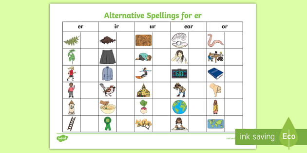 alternative-spellings-er-ur-ir-ear-or-table-worksheet