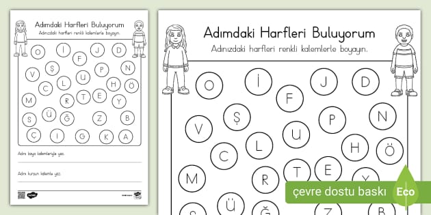 Adımdaki Harfleri Buluyorum Etkinliği (teacher made)